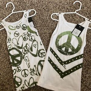 Size 5  2 Flowers by Zoe tank tops with tags army green and white
